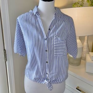 Blue Striped Blouse - Size M